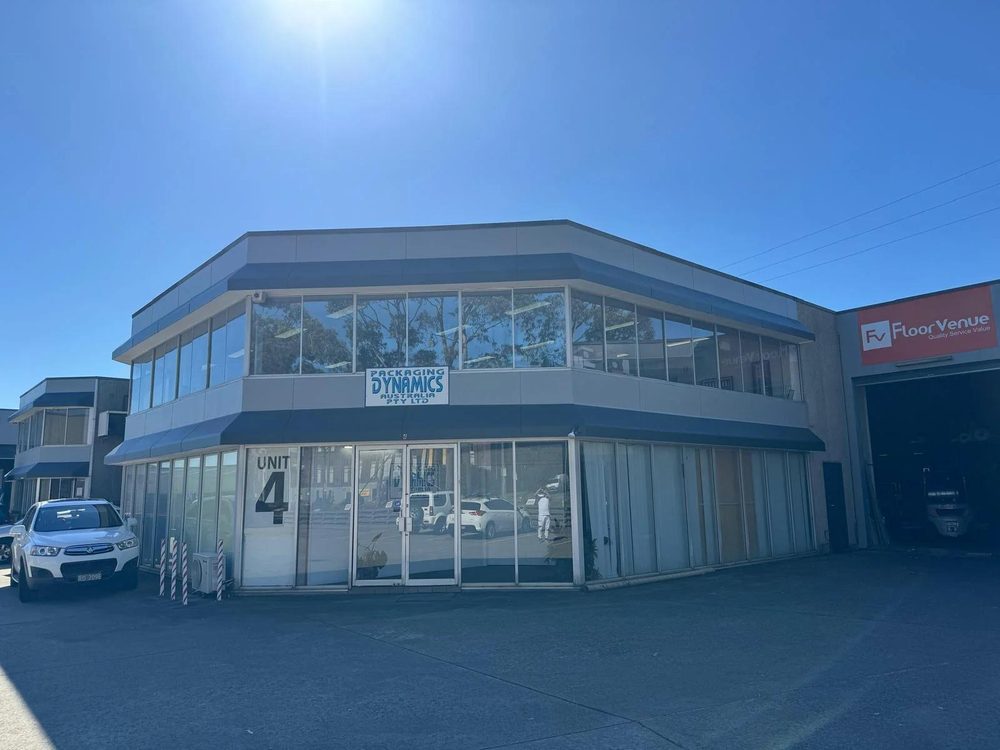 Two-storey commercial building with fresh exterior paint